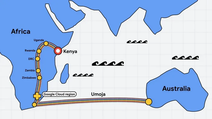 Google планирует провести оптоволоконный кабель из Африки в Австралию